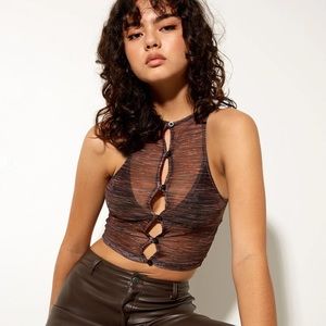 Motel rocks mill crop top nwt brown